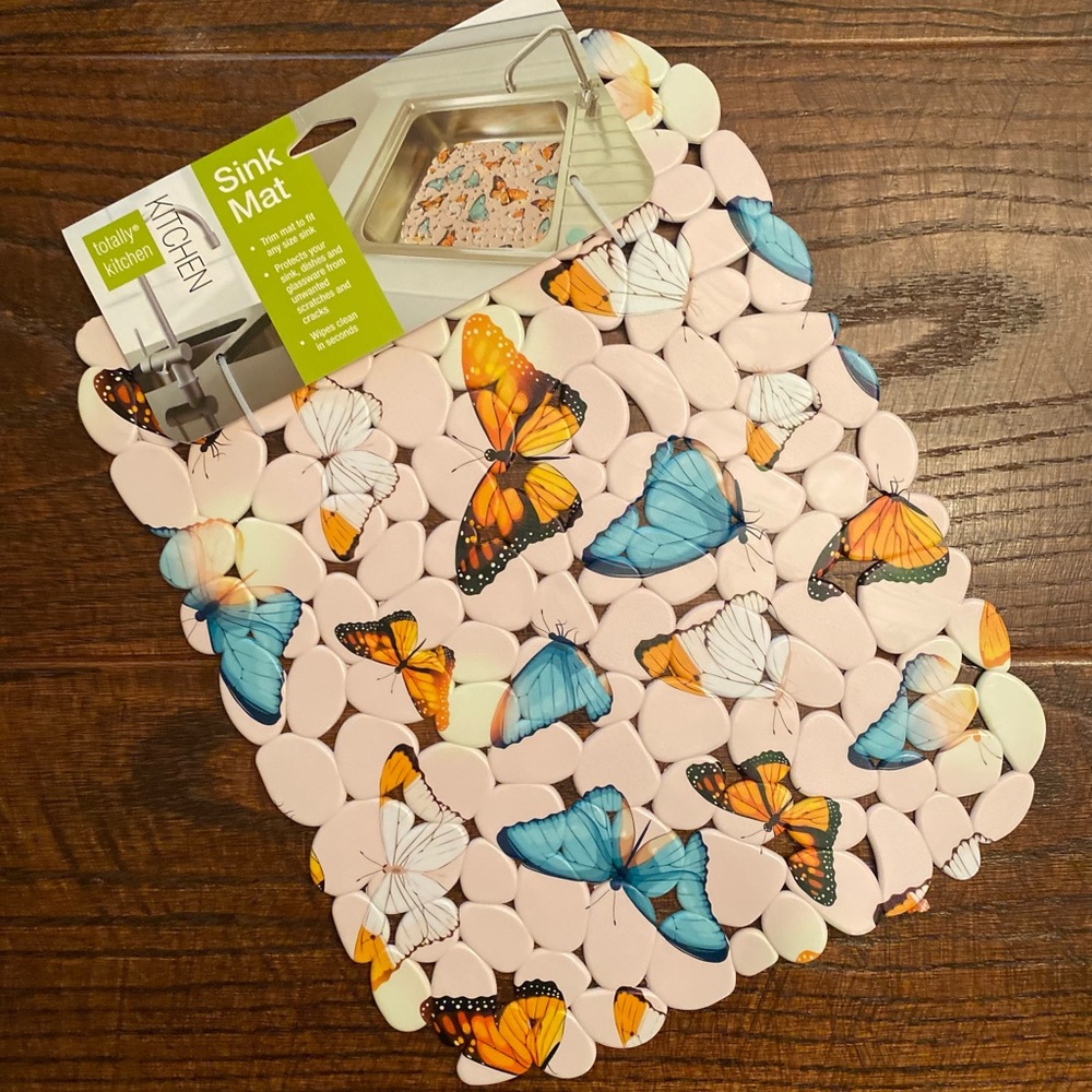 Butterfly Sink Mat, Butterfly Protective Pebble Decorative Sink Mat, Butterflies